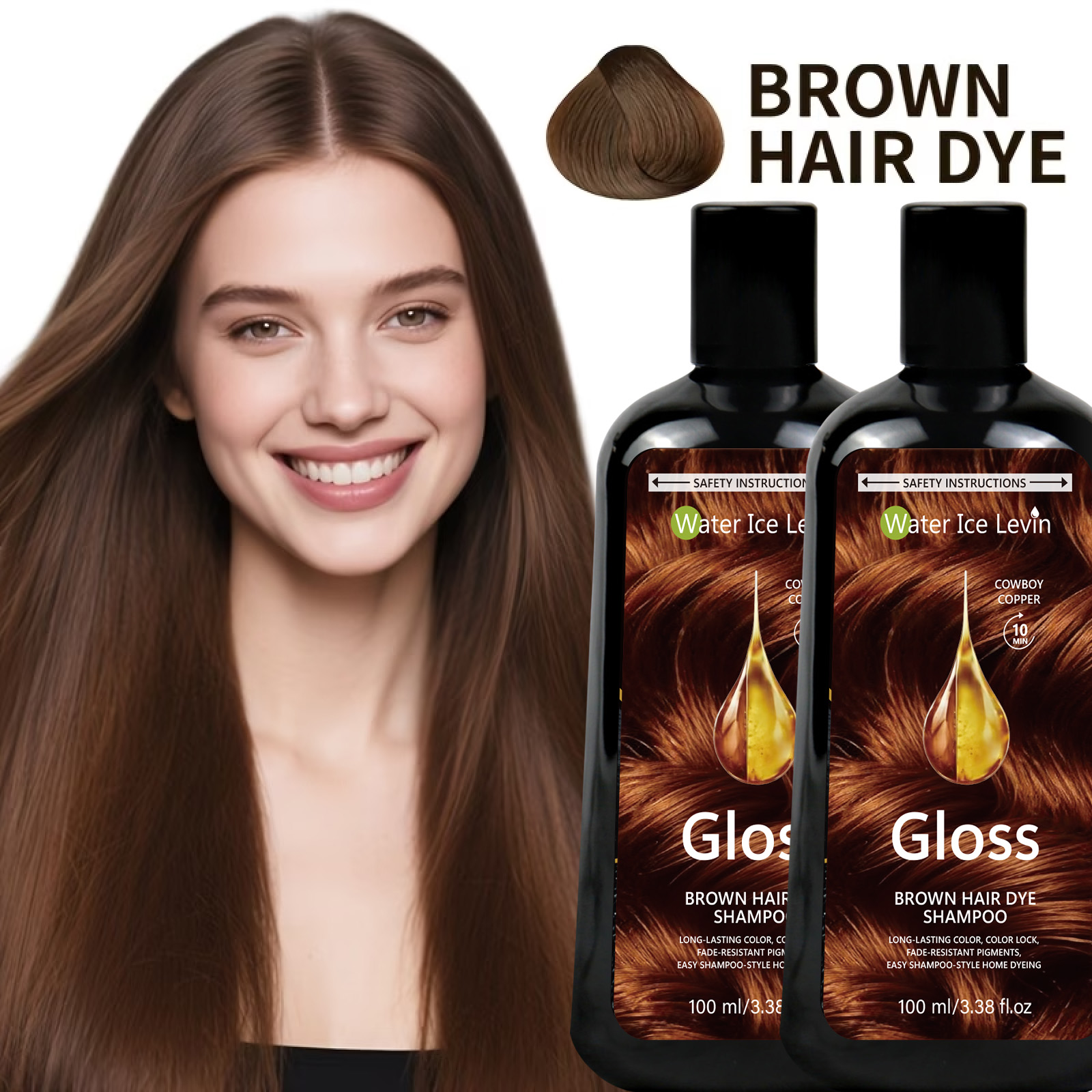 Hair Spray Color - แชมพูย้อมผมสีน้ำตาล 100 มล. คาวบอย คัปเปอร์ ย้อมสีเร็วใน