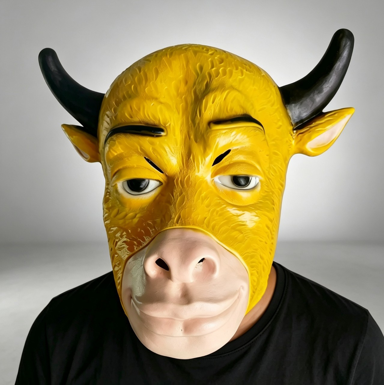 Cosplay Fire Prop - หน้ากากหัววัวลาเท็กซ์สีเหลือง Niu Lai สำหรับสวมเต็มศีรษะ เหมาะสำหรับคอสเพลย์ฮาโลวีน อุปกรณ์ประกอบฉากสำหรับงานปาร์ตี้ธีม